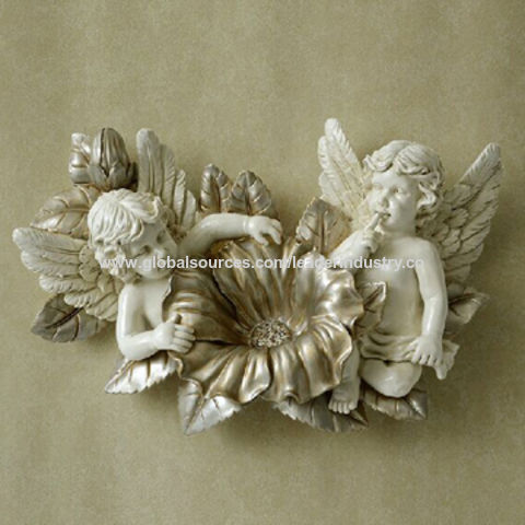 China Angel Resin Figurines Wall Plaque For Decor Oem Orders Welcomed On Global Sources Polyresin Hangings - Angel Wall Decor Plaques