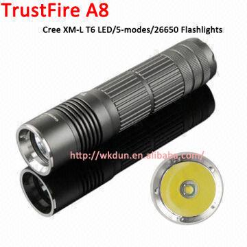 Trustfire A8 Cree Xm L T6 Led 5 Mode 1000 Lumens Led Flashlight Torch Power By 1x Battery Global Sources