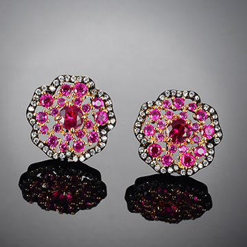 China Sterling Silver Engagement Stud Zirconia Earrings Ruby Earring China Sterling Silver Engagement Stud Zirconia Earrings Ruby Earring