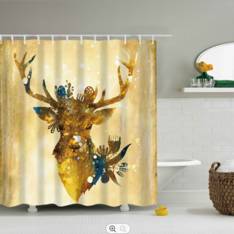 China New Design Polyester Shower, Snowman Outhouse Shower Curtain