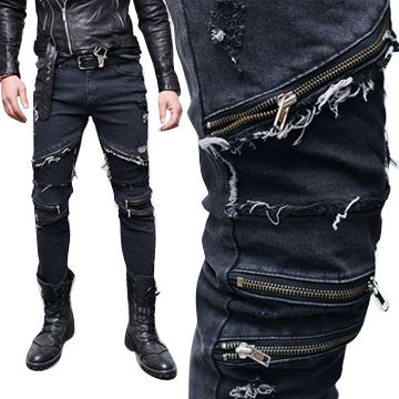 biker jeans with zips