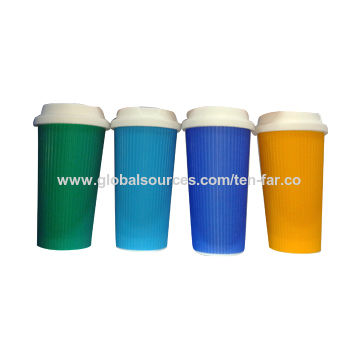 China Plastic Travel Mugs With Silicone Sleeve 16oz Bpa Free Customized Logos And Colors Are Accepted On Global Sources