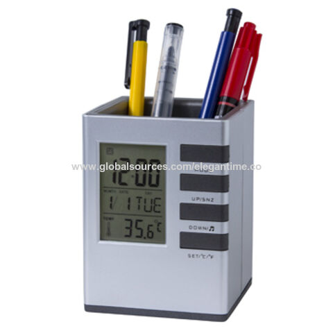 China Best New Year Gift Pen Holder Desk Alarm Clock For Students