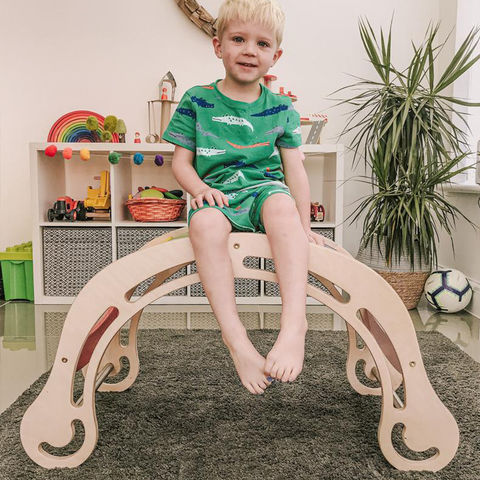 China Wooden rainbow climbing frame arched triangle ladder montessori ...