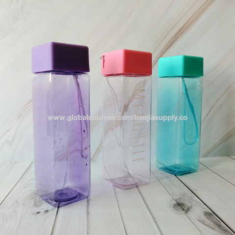 China 450ml Single Wall Square Water Bottles Dishwasher Safe Sports ...