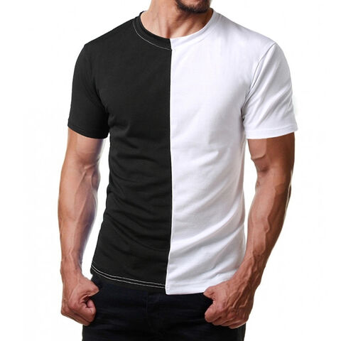 China Custom Men Split Two Tone Color Block Half Black Half White T Shirt On Global Sources Short Sleeve T Shirt Men T Shirt Custom T Shirt