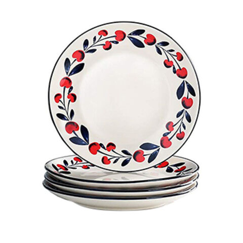 China Ceramic Dessert Plates Cherries Series 8 Inch Dinner