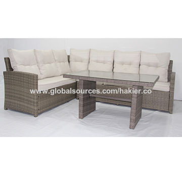 3 Piece All Steel Kd Knock Down Rattan Furniture Corner Sofa Rattan Furniture China