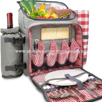 China Picnic Backpack - Classic 4 Person Insulated Design - Waterproof  Blanket and Full Cutlery Set on Global Sources,Picnic Basket,Cooler  bags,Lunch Bag