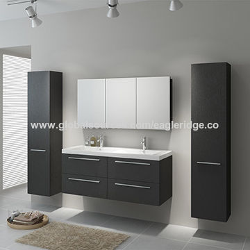 Black Color Bathroom Cabinet E0 Mdf 2 Soft Closing Drawers
