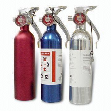 silver fire extinguisher