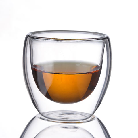 80ml Double Wall Small Glass Tea Coffee Cup Heat-resistant Double Layer Glass