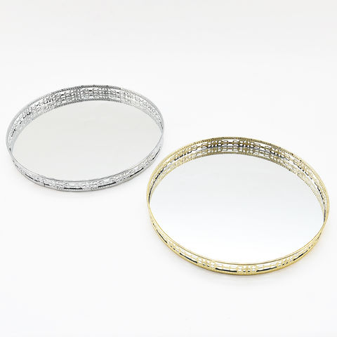 China Golden Mirror Jewelry Trays Metal, Gold Mirrored Jewellery Tray