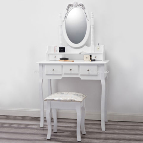 China High Performance Wooden Dressing Table In White Antique