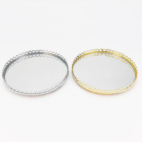 China Golden Mirror Jewelry Trays, Gold Mirrored Jewellery Tray