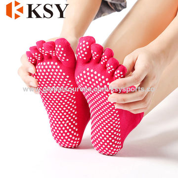 Women Colorful Cotton Yoga Gym Toe Non Slip Massage Socks Full Grip Socks Heel