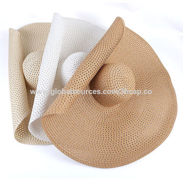 Jun Women Foldable Straw Hat Bowknot Edge Wide Brim Beach Sun Hat Color : 1, Size : 56-58CM 