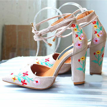 embroidered high heels