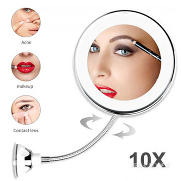 China Led Makeup Mirror 10 Fold, Magnifying Makeup Mirror With Suction Cups