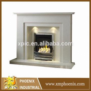 French Style Marble Fireplace Mantel With Light Without Fireplace