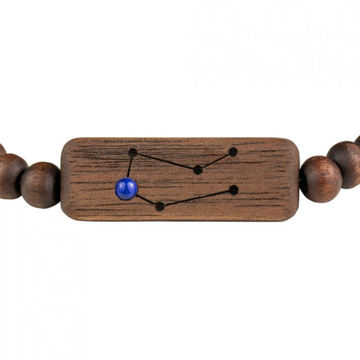 Wooden Good Luck Hamsa Key Chain Zodiac Sign Made in Israel Aquarius