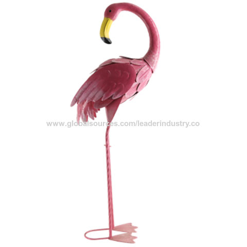 China Bsci Factory Decorative Powder Coated Metal Flamingo Statue Garden Ornaments On Global Sources Figurine Decoration - Flamingo Statues Garden