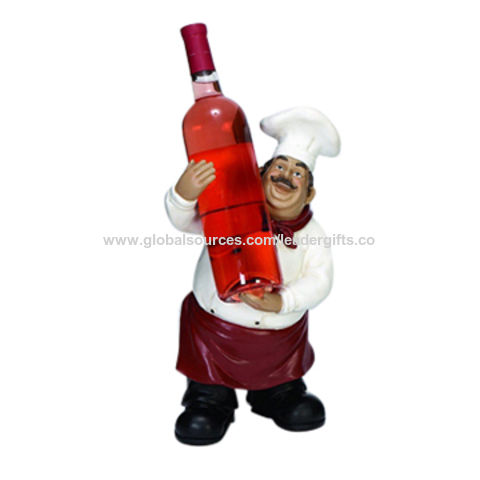 China High Quality Polystone Chef Bottle Holder A Designer Cl China High Quality Polystone Chef Bottle Holder A Designer Cl Wine Statue For Home And