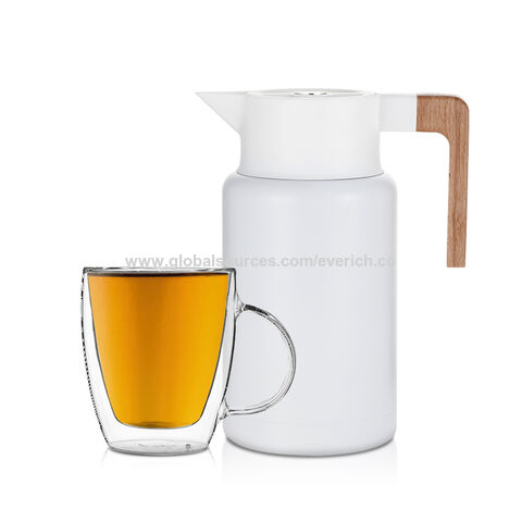 China Double Wall Thermos Stainless Steel Vacuum Coffee Pot with Wooden ...