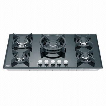 5 Burners Glass Gas Stove Hob With Cast Iron Pan Support And Ffd