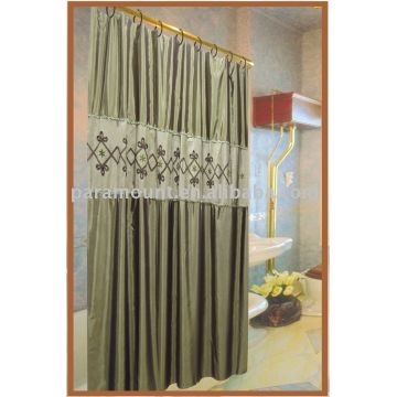 Curtains Polyester Rayon Light Green Embroidered Shower Curtain