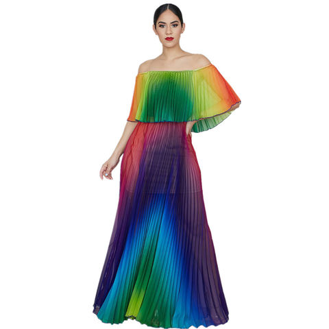 plus size rainbow maxi dress
