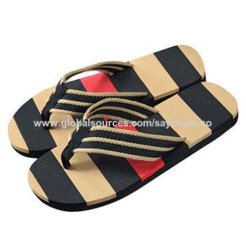 striped flip flops