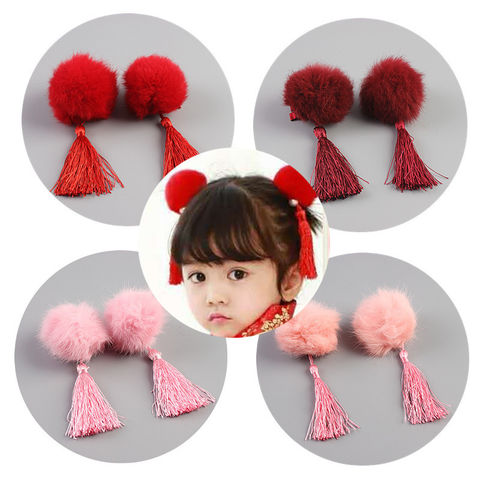 bevægelse badminton Misforståelse China Hot Sale Traditional Chinese Hair Accessories Cute Tassels Fur Hair  Clips For Kids 2 pcs/card on Global Sources,hair pin,hair pin set,kids hair  pin