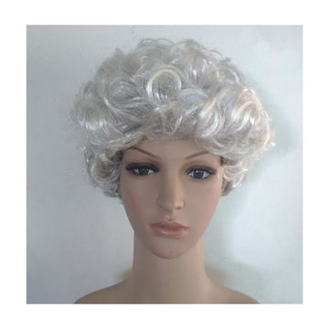 short white curly wig