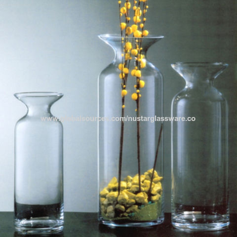 China Clear Glass Flower Vases Bottle Shape Glass Vases On Global