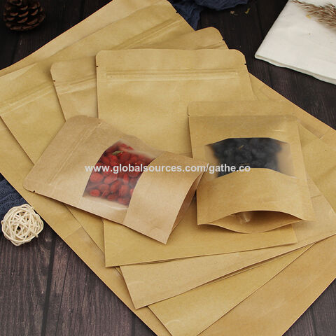 China Custom Printed Logo Kraft Paper Bags dry food package brown kraft ...