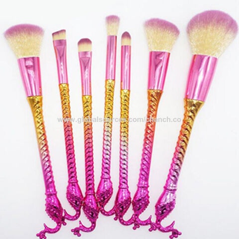 10 Piece Mermaid Tail Rainbow Brush Set My Make Up Brush Set