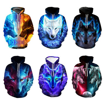 fire ice wolf hoodie