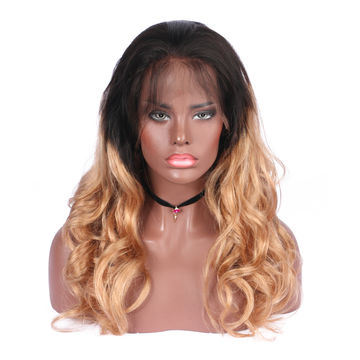 China Ombre Brazilian Human Hair Full Lace Wig With Baby Hair