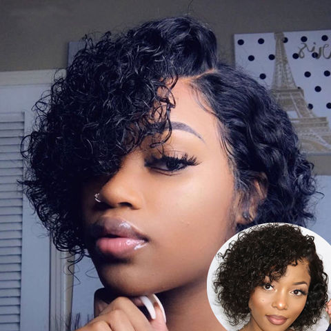 Short curly afro lace front wigs Clearance