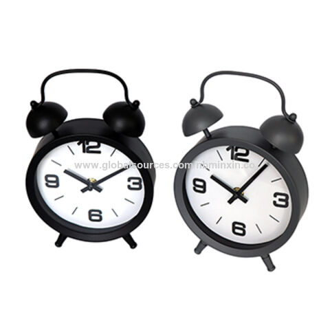 China Metal Desk Clock Alarm Three Colors Home Table Decorations