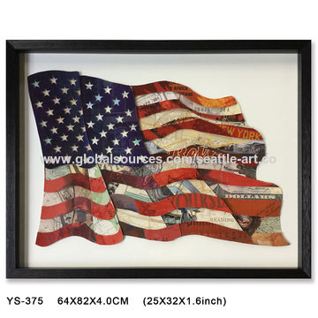 China Luxury Handmade Wall Art Us National Flag Collage Art On Global Sources Decorations Home Art Collage Art Handmade Art