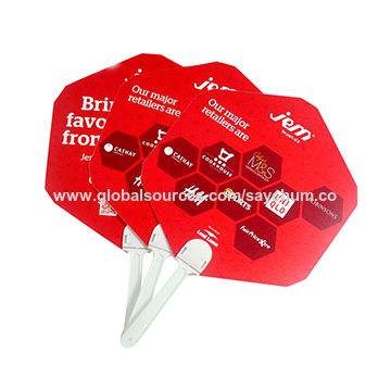 China Customized logo printing advertising plastic hand fan for ...