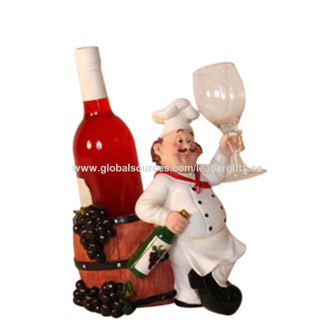 China Bsci Audit Polyresin Chief Wine Champagne Bottle Holder