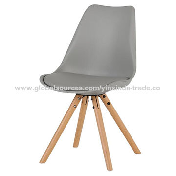 China Plastic Dining Chairs With Soft Cushion And Wood Legs Very