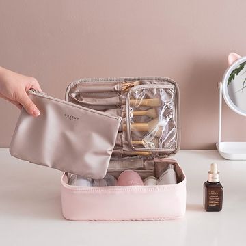 China Travel Cosmetic Bag Beautician Make Up Quick Makeup Purse Toiletry Organizer Pink On Global Sources Case Cases With Lights - How To Make A Makeup Organizer Bag