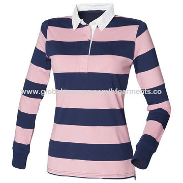 striped long sleeve polo shirt womens