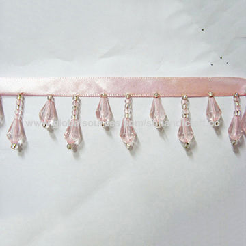 India Handmade Beaded Trim Glass Bead Fringe For Garments On