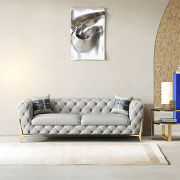 Global Sources Sectional Couch Sofa, Chesterfield Sofa Chrome Legs