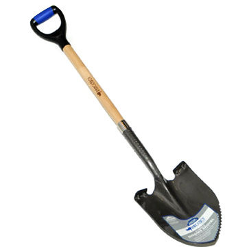 Round point shovel with long wood 